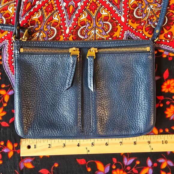 Fossil Blue Leather Cross-Body Bag - Picture 9 of 10